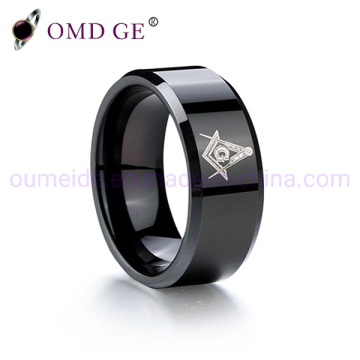 Men′s Black Polished Mirror Finger Rings Tungsten Steel Jewelry